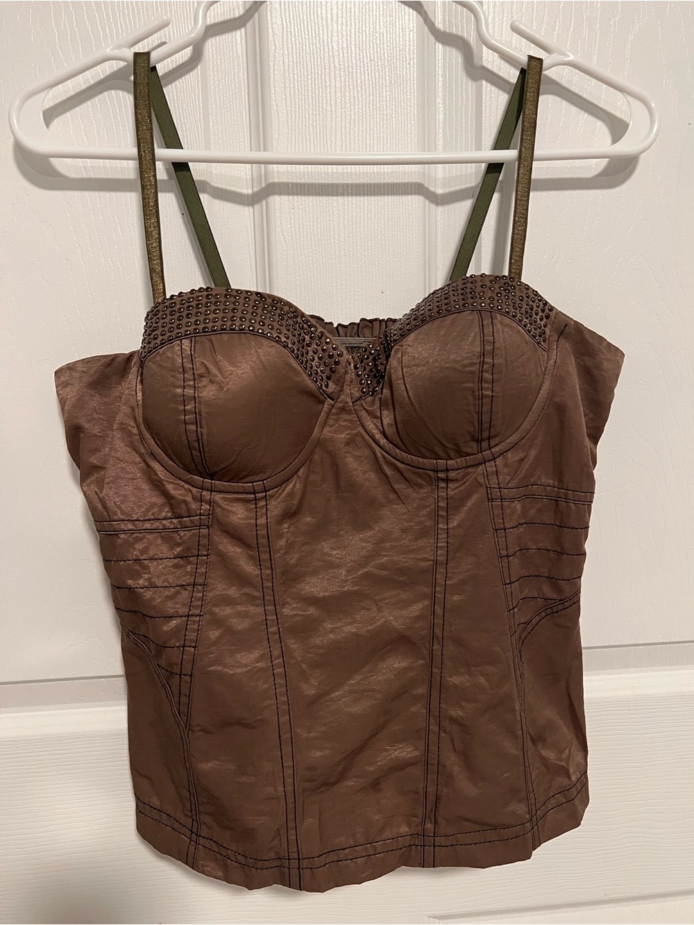 Vintage Y2K Costa Blanca Bronze Studded Bustier Corset Tank M Grunge Mall Goth